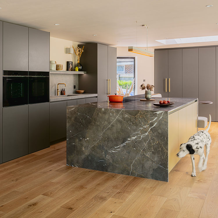 Bespoke marble and Dekton ceramic worktops for a kitchen in Brighton by LBS Stone