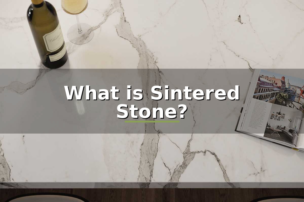 What is sintered stone? Guide article cover image showing a white marble effect sintered stone kitchen counter top